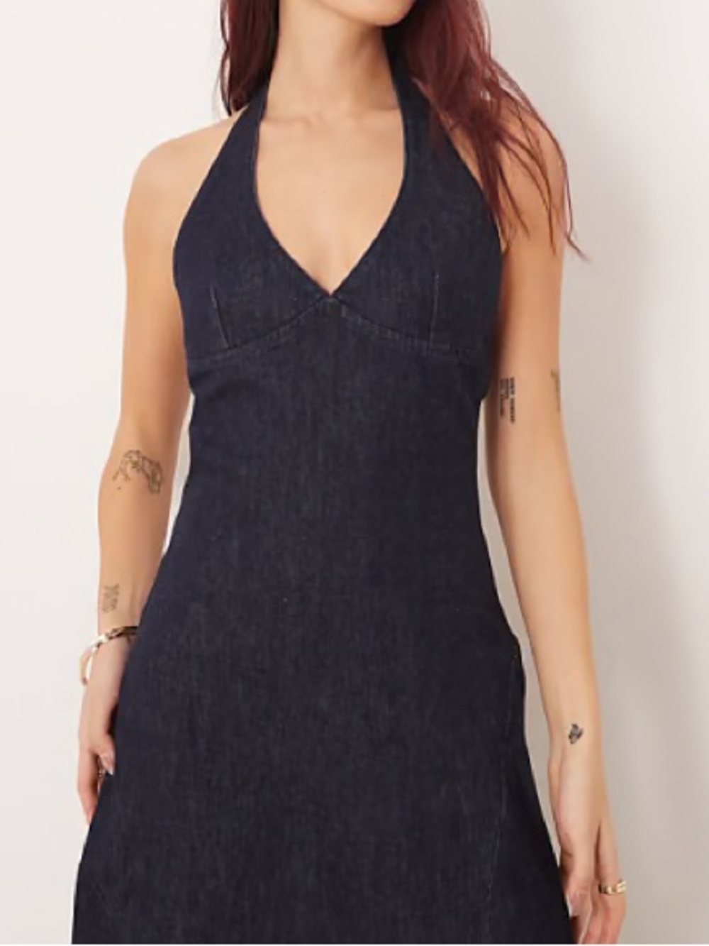 Chesley Indigo Denim Halter Dress
